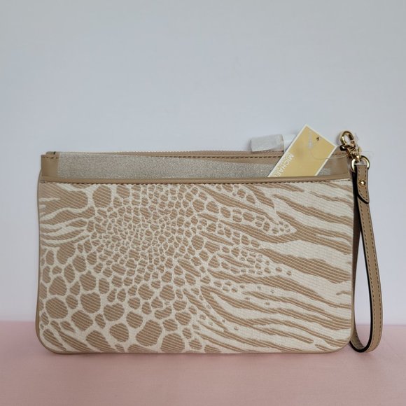 MICHAEL KORS Jet Set Charm Signature Logo Wristlet/Pouch- Camel Multi ⭐ - Picture 6 of 16